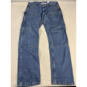 Vintage Key Double Knee Jeans Mens 38x36 Blue Relaxed Carpenter Workwear Denim